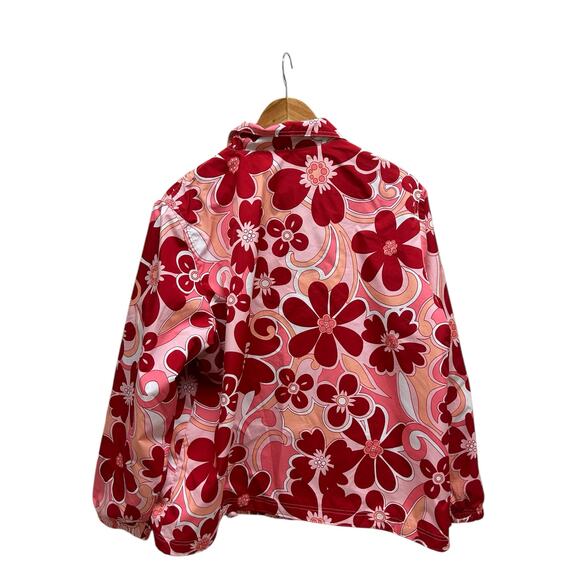 Vintage Catalina Groovy Flower Windbreaker Jacket Pink Red Large Retro - Picture 4 of 8